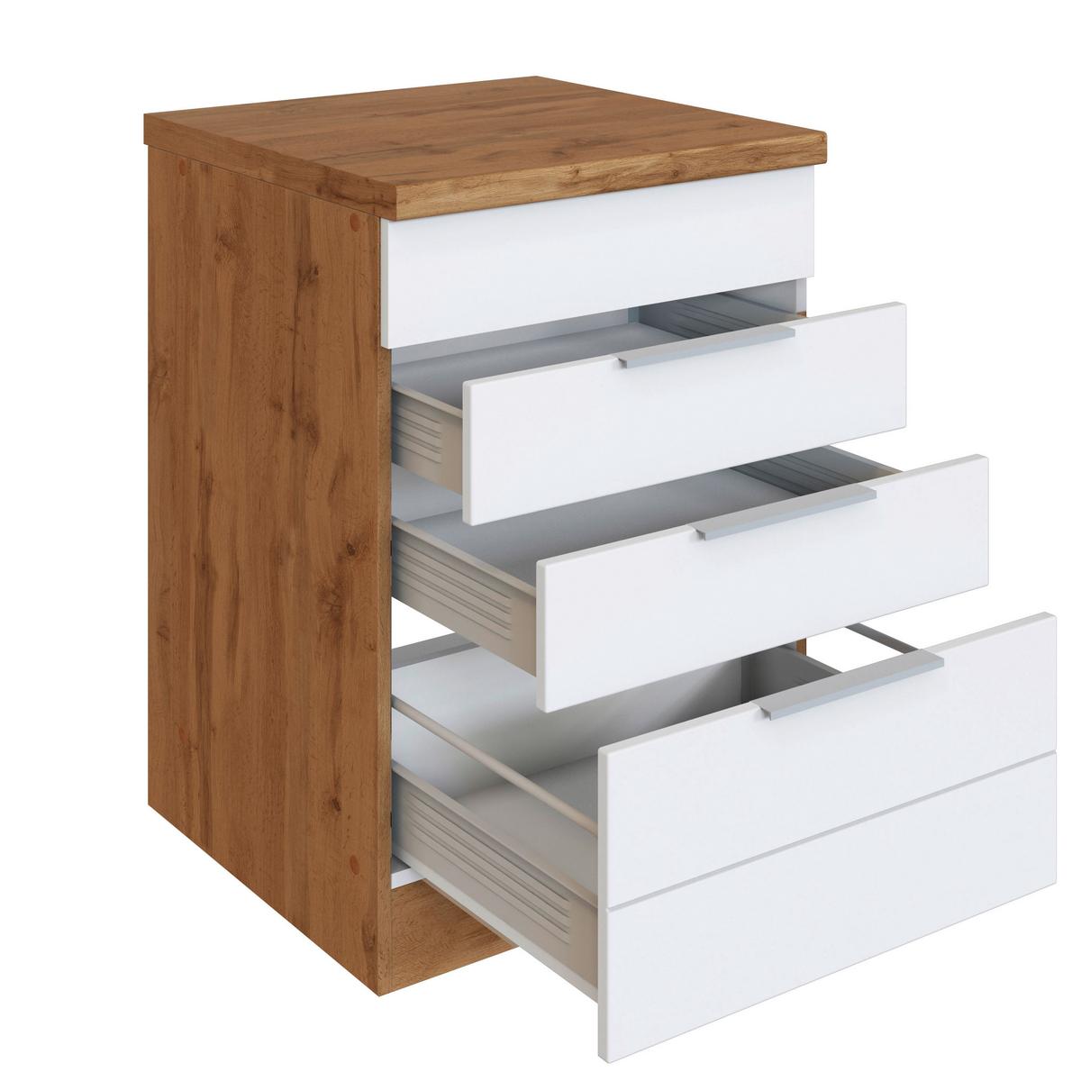 Kochfeldumbauschrank Florenz B: 60 Cm Für Kochfeld - Eiche Wotan/Weiß, Design, Holzwerkstoff (60/86/60cm) - Held