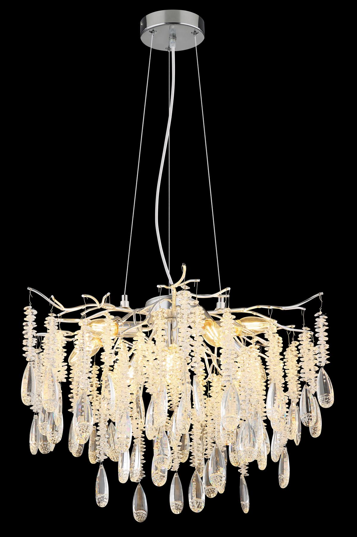 Hängeleuchte Exkl. 8xe14, 40w - Klar/Silberfarben, KONVENTIONELL, Glas/Kunststoff (60/120cm) - Globo