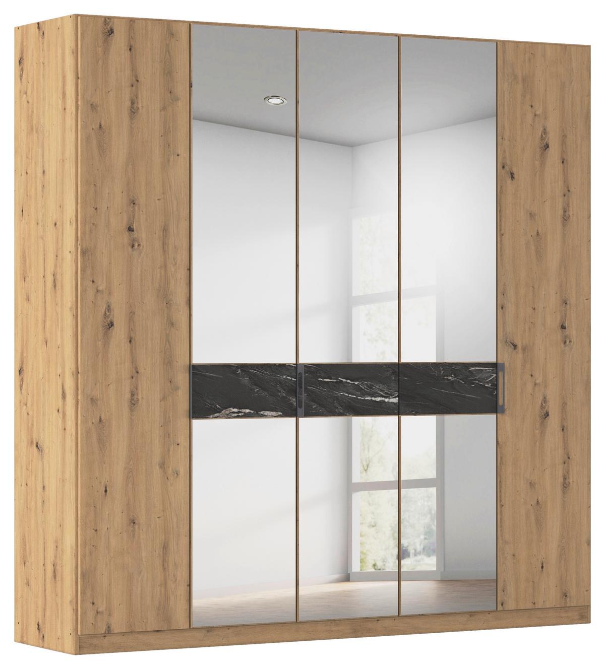 Drehtürenschrank Versity-d Eiche Artisanmarmoroptik 5trg - Silberfarben/Eiche Artisan, Trend, Holzwerkstoff (226/229/54cm) - James Wood