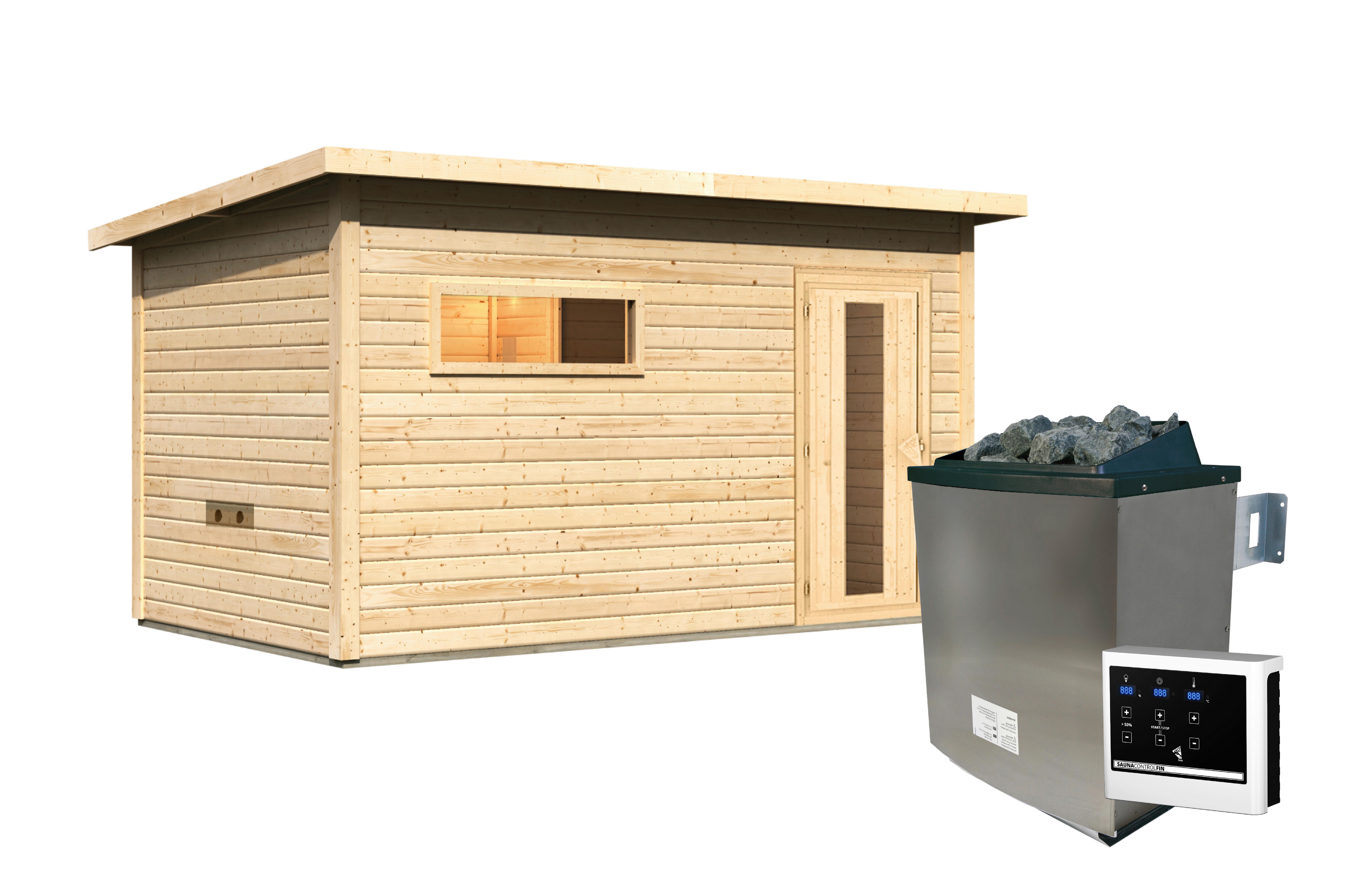 Saunahaus Bente 6 396/217/231 Cm - Fichtefarben, Basics, Holz (396/217/231cm)