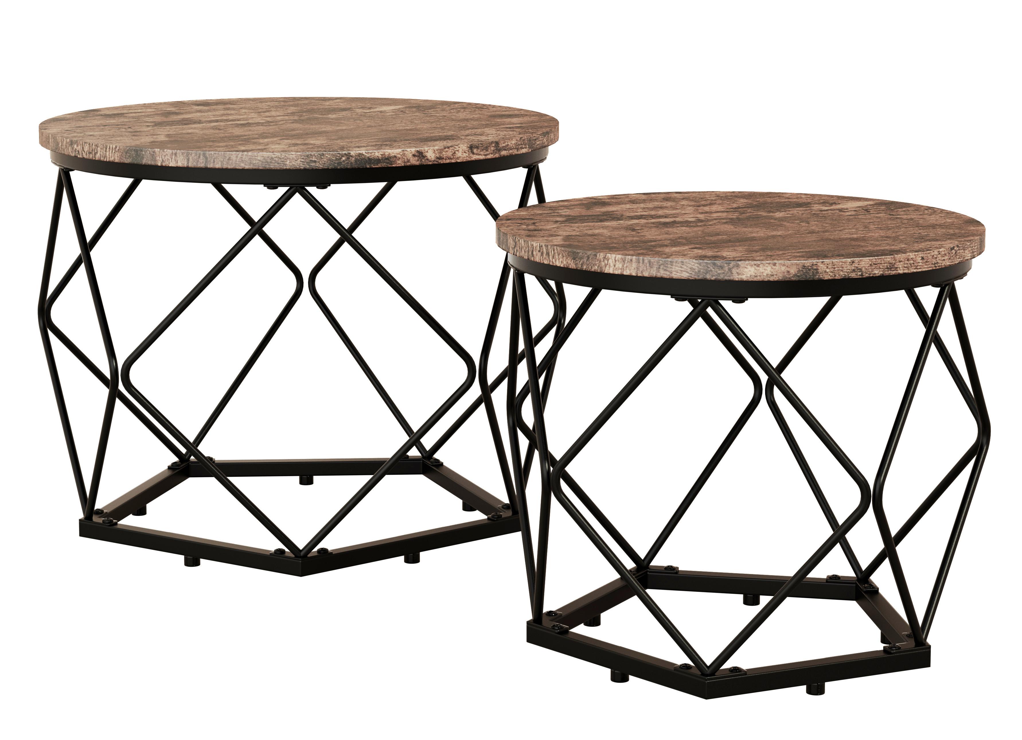 Beistelltisch Helaro Eichefarbe Dekor L:50cm - Eichefarben/Schwarz, Design, Holzwerkstoff/Metall (50/40/50cm) - MID.YOU