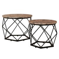 Beistelltisch Helaro Eichefarbe Dekor L:50cm - Eichefarben/Schwarz, Design, Holzwerkstoff/Metall (50/40/50cm) - MID.YOU