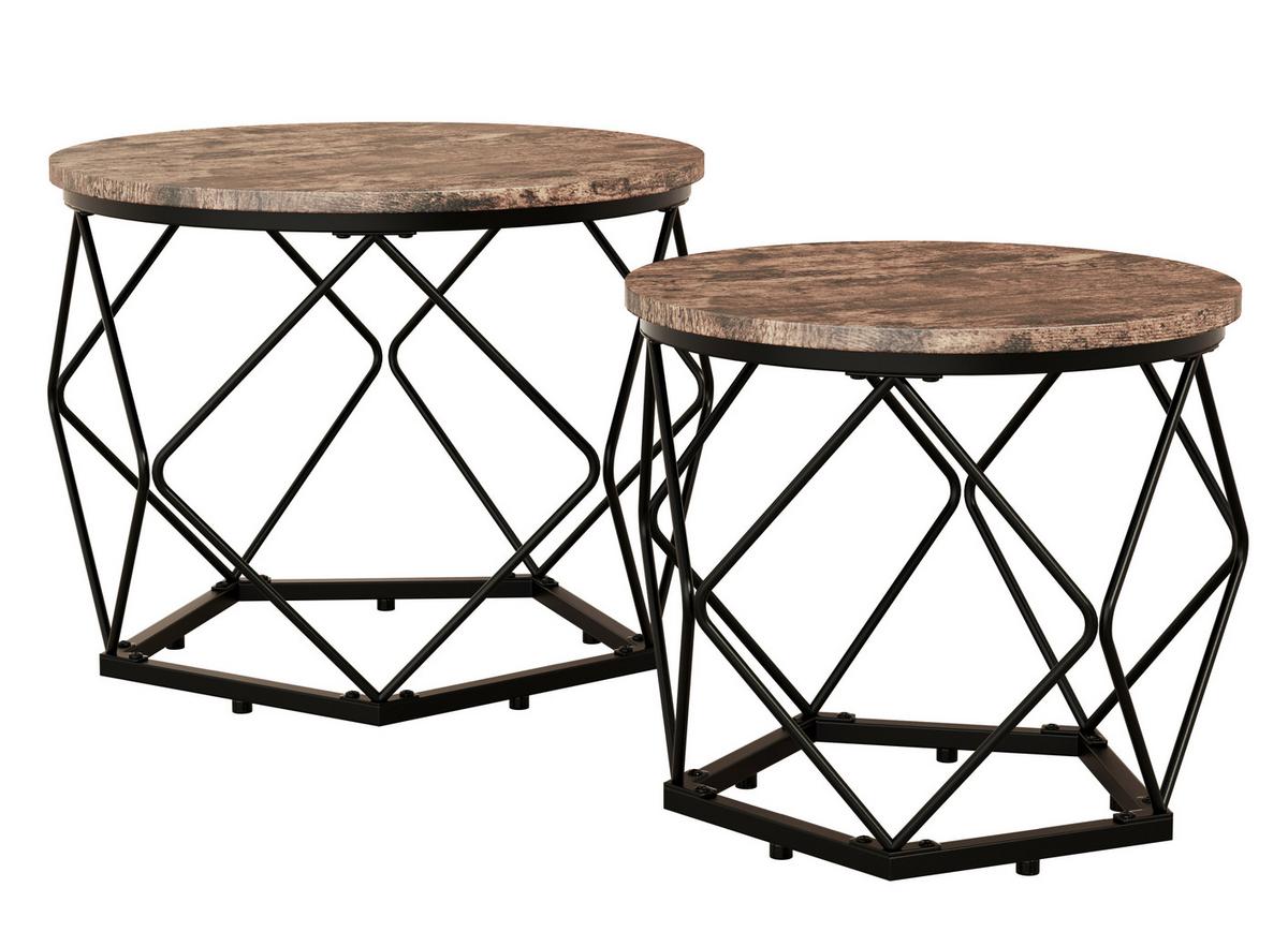 Beistelltisch Helaro Eichefarbe Dekor L:50cm - Eichefarben/Schwarz, Design, Holzwerkstoff/Metall (50/40/50cm) - MID.YOU