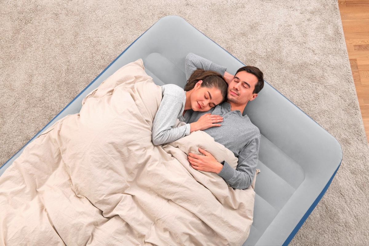 Luftbett Stefan 203x152x61 cm Bis 300kg, inkl. Pumpe - Dunkelblau/Grau, KONVENTIONELL, Kunststoff/Metall (203/152/61cm) - Bestway