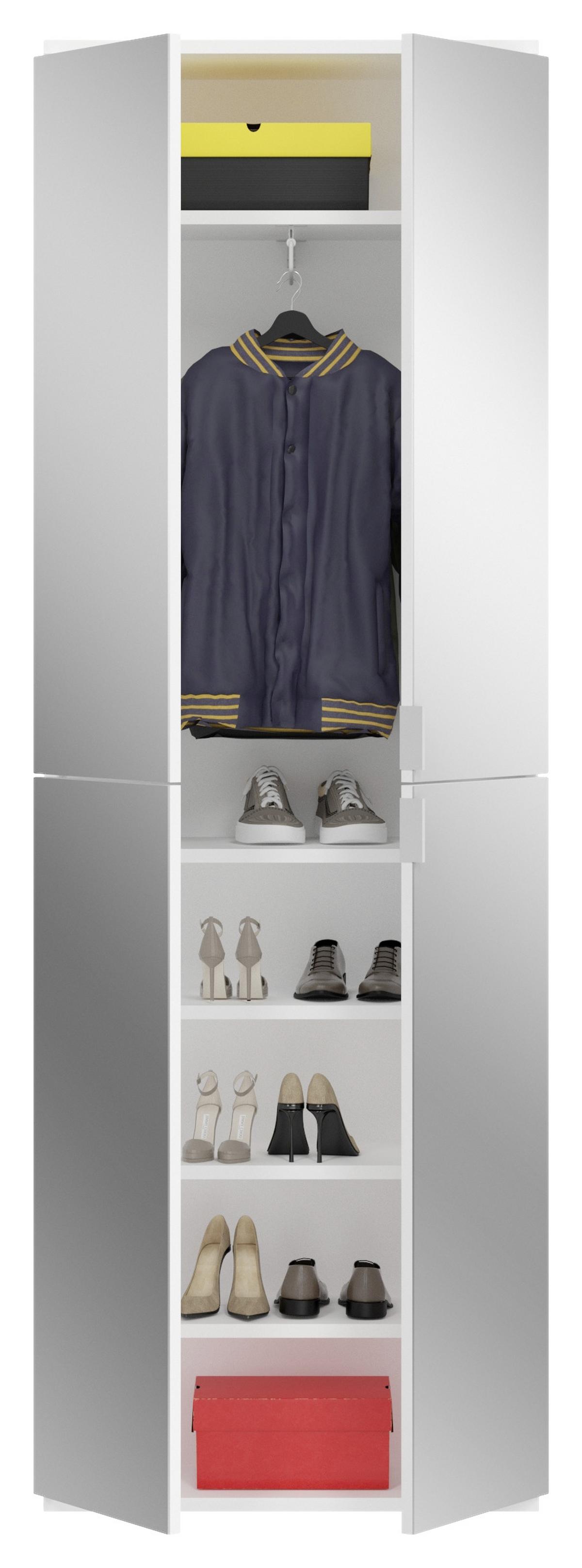 Mehrzweckschrank Projekt X Weiß Dekor Bxhxt 65x193x37 Cm - Schwarz/Weiß, MODERN, Glas/Holzwerkstoff (65/193/37cm) - MID.YOU