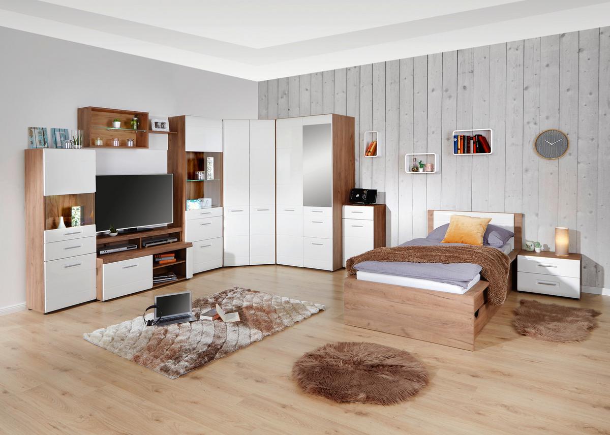 ZÁVĚSNÁ SKŘÍŇKA AVENSIS NEW - bílá/barvy dubu, Konvenční, kompozitní dřevo/sklo (112/43/25cm) - Luca Bessoni