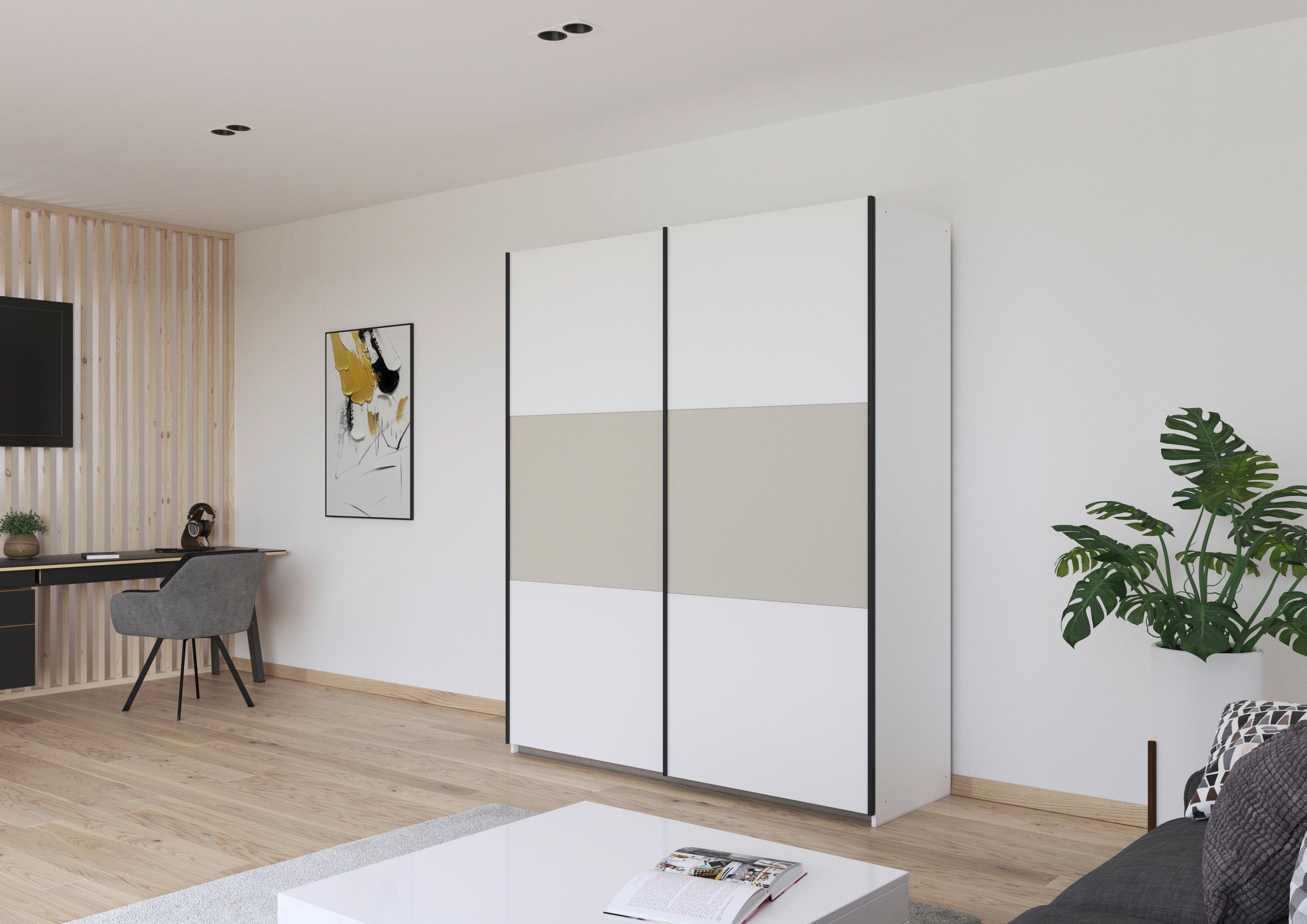 Schwebetürenschrank Neo Weiß Champagner B: 175 cm - Champagner/Weiß, MODERN, Holzwerkstoff (175/210/59cm) - Rauch Möbel