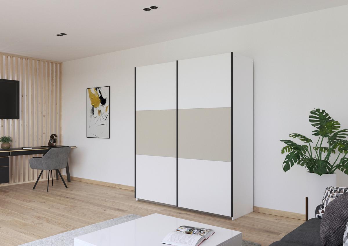Schwebetürenschrank Neo Weiß Champagner B: 175 cm - Champagner/Weiß, MODERN, Holzwerkstoff (175/210/59cm) - Rauch Möbel