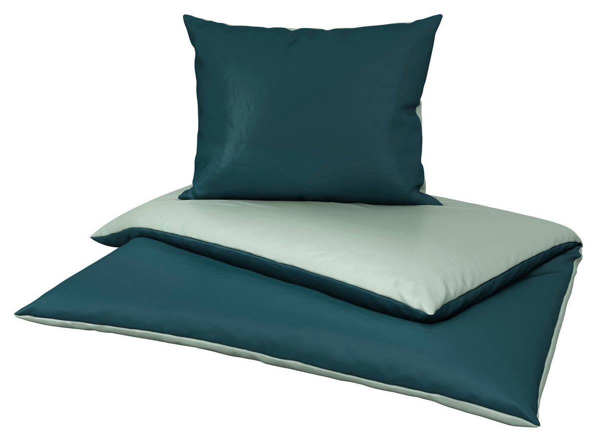 Satin-Bettwäsche 140x200 cm Melissa Petrol/Mintgrün - Petrol/Mintgrün, MODERN, Textil - Luca Bessoni