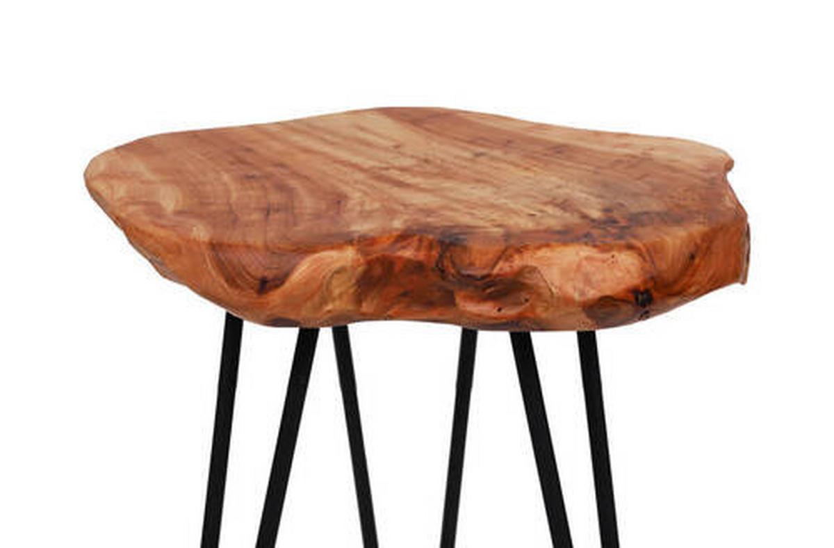 Beistelltisch mit Holzplatte Woody Zedernholz/Schwarz - Naturfarben, Design, Holz/Metall (30/30/40cm) - Kayoom