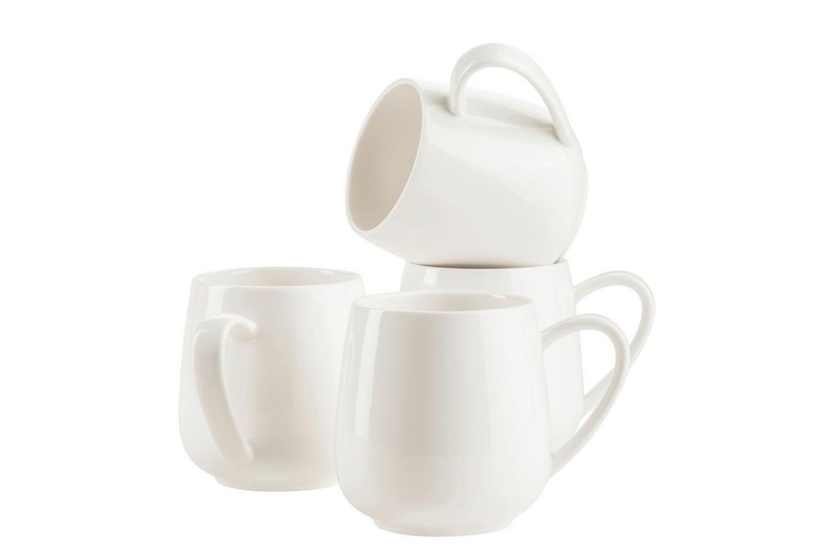 Kaffeebecherset Taya 4-Teilig Porzellan, Weiß, Glänzend - Weiß, Basics, Keramik (9/9,5cm) - Mäser