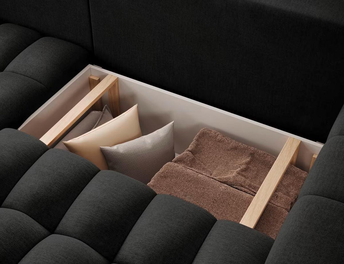 Ecksofa Bonett Anthrazit S: 175x250 Cm - Anthrazit/Schwarz, Design, Textil (175/250cm) - MID.YOU