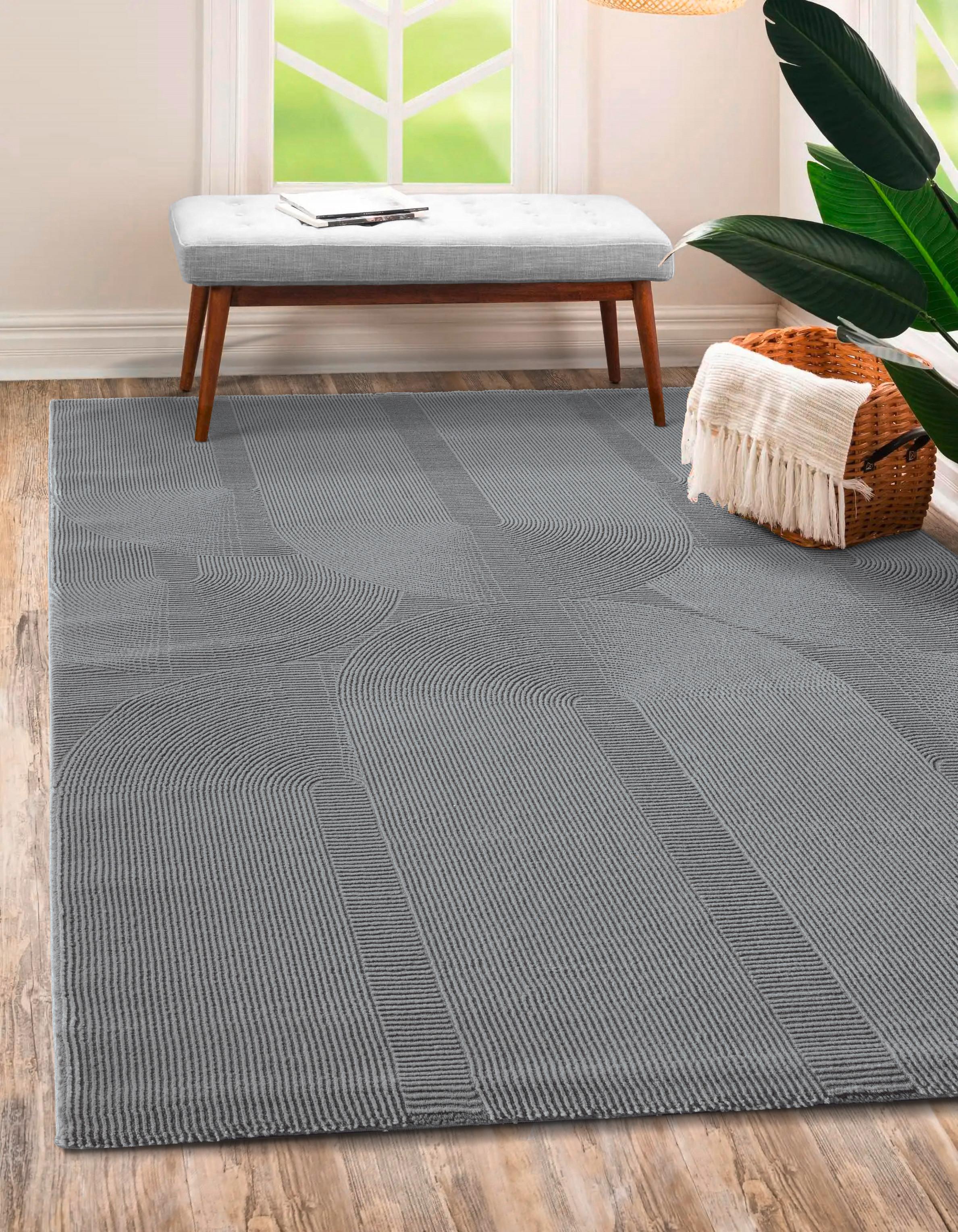 Webteppich Sign - Grau, KONVENTIONELL, Textil (160/230cm)