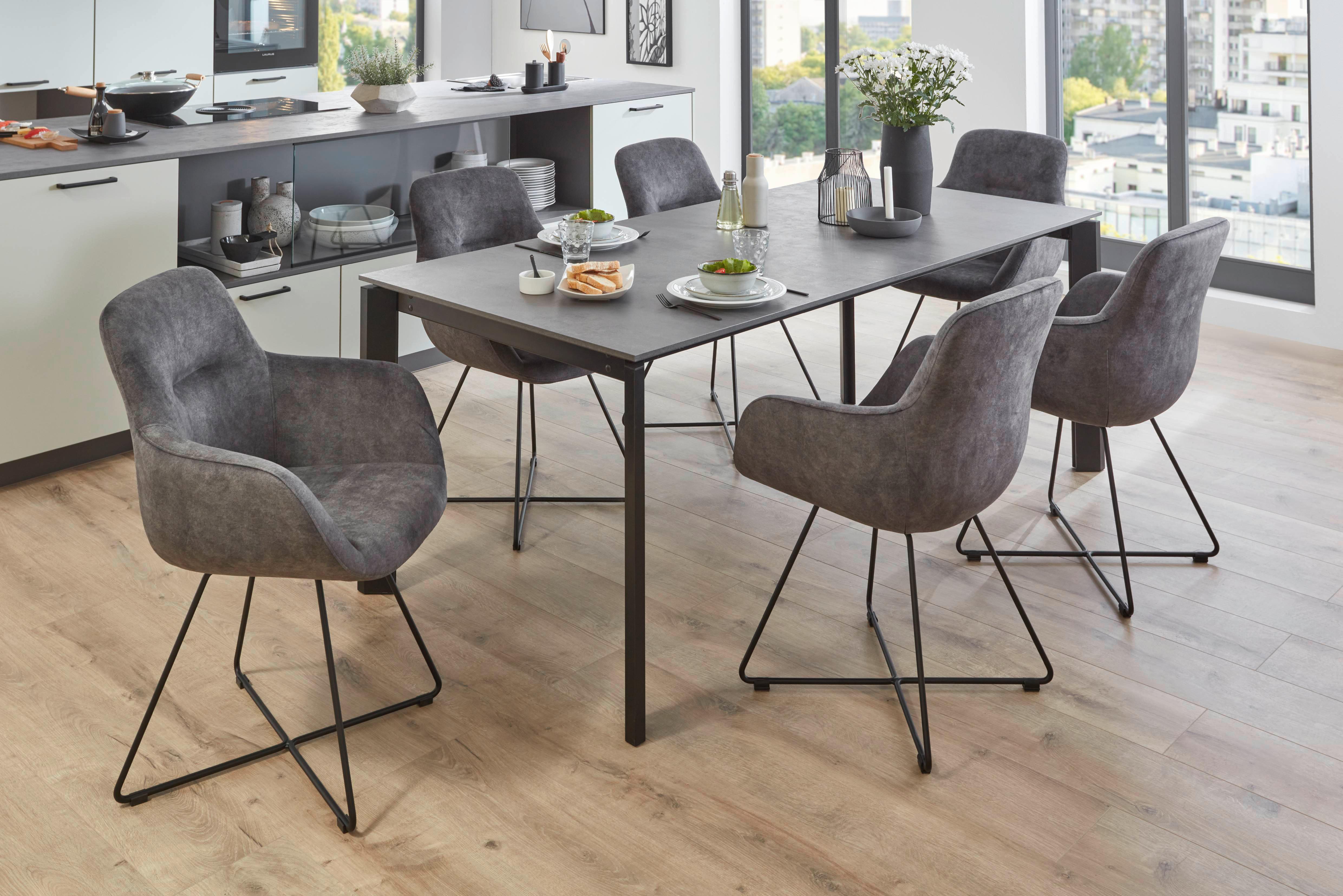 STOLIČKA S PODRÚČKAMI CROSS-CHA - čierna/sivá, Basics, kov/textil (62/89/61cm) - Celina Home