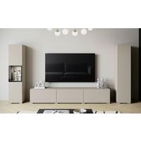 Wohnwand mit LED Berlin III Kaschmir - Kaschmir/Grau, Design, Glas/Holzwerkstoff (240/130/31cm) - P & B
