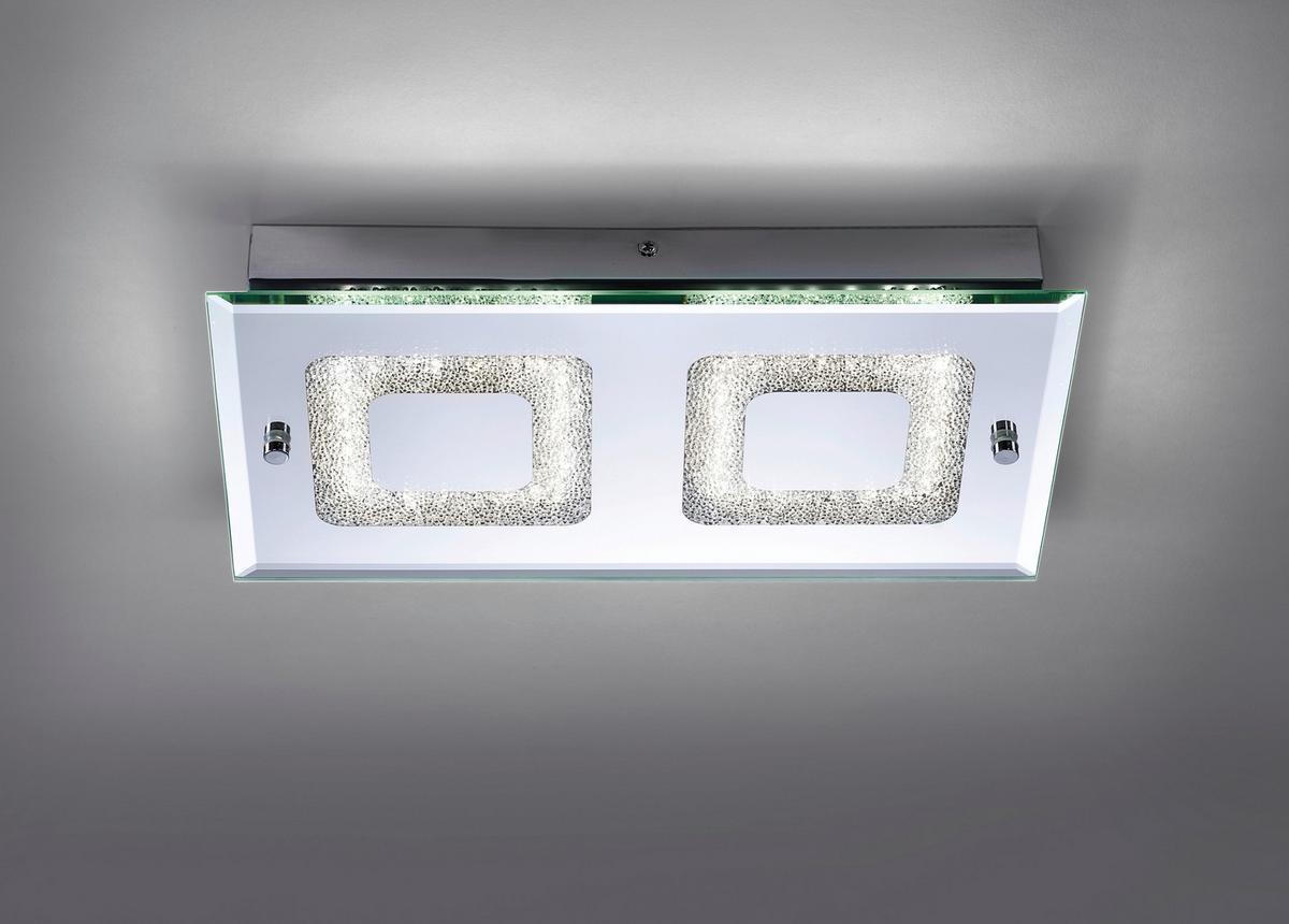LED-Deckenleuchte Lisa L: 40 cm, Rechteckig - Chromfarben, KONVENTIONELL, Glas/Metall (40/7,5/24cm)