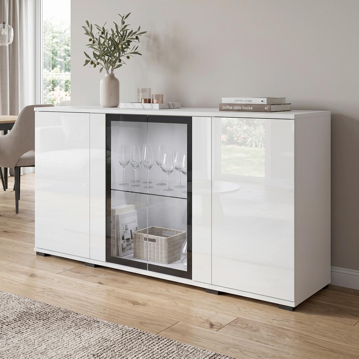 ŠIROKÁ KOMODA CARO 150 - čierna/biela, Design, kompozitné drevo/plast (150/69,7/39,5cm) - Livetastic