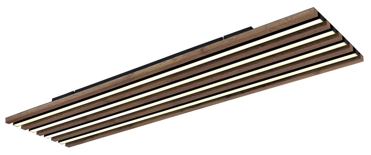 LED-DECKENLEUCHTE 67347D5CCT HAYDEN - Dunkelbraun/Schwarz, Natur, Holzwerkstoff/Kunststoff (120/30/6cm) - Globo