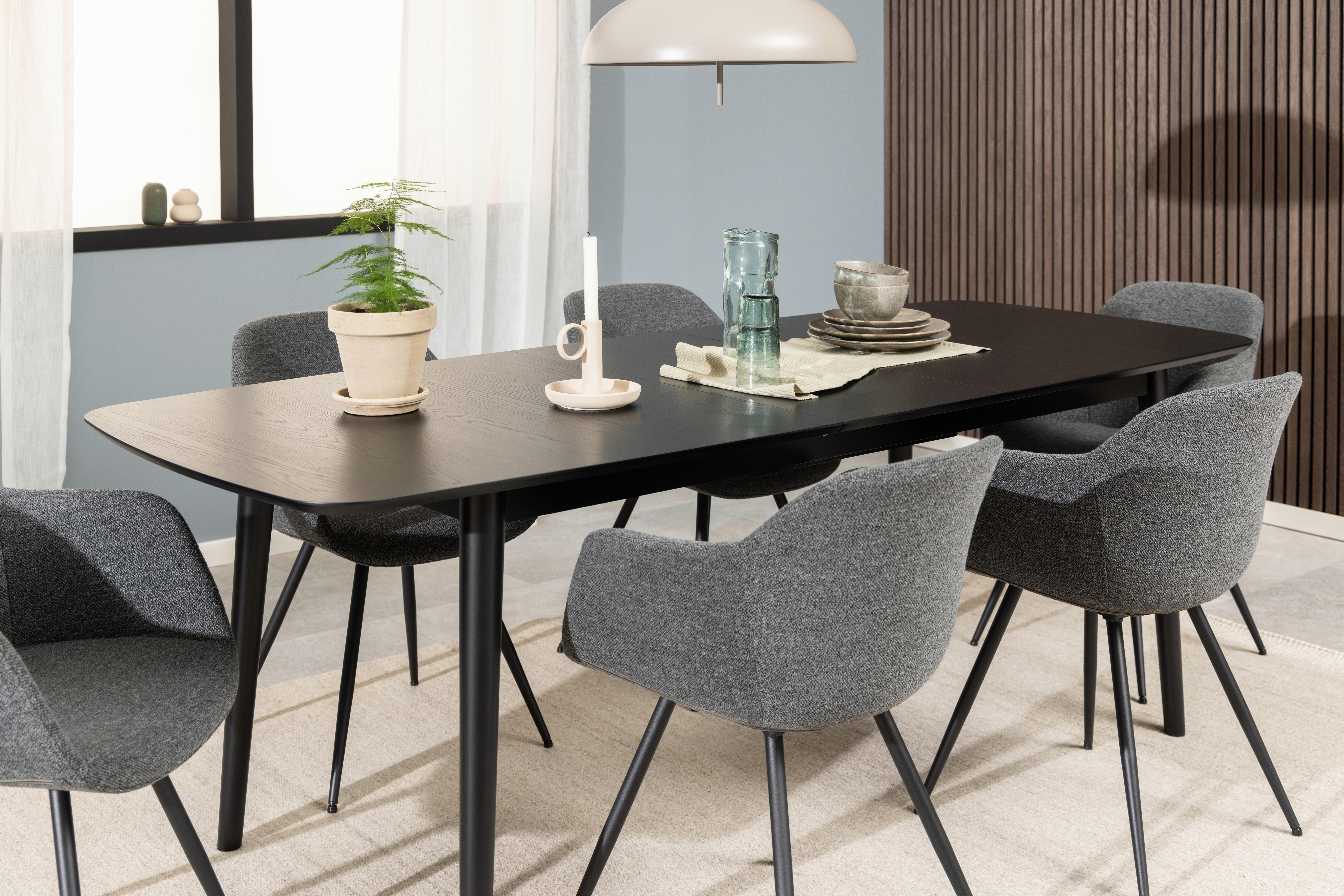 Jedálenský stôl MONTREUX dub dyha 180-219x90cm - čierna, Trend, drevo/kompozitné drevo (180-219/75/90cm) - MID.YOU
