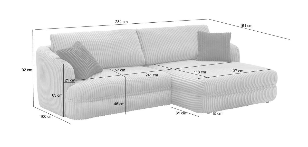 Ecksofa Lush, Grau Schenkel: 284x161 Cm - Terracotta/Schwarz, Design, Textil (284/161cm) - Livetastic