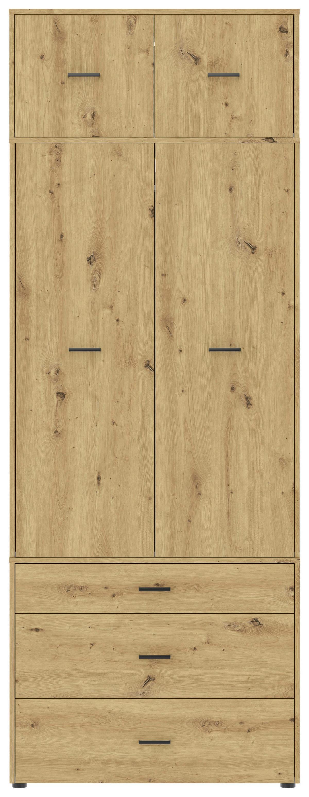 Kleiderschrank Kivo Eiche Artisan Dekor, B: 90 Cm - Eiche Artisan, Basics, Holzwerkstoff (90/239,40/52,1cm)