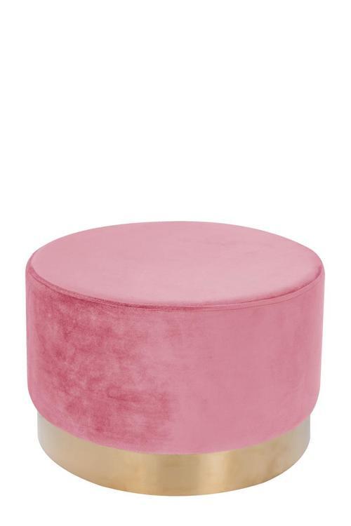 Pouf Samt Altrosa/goldfarben Dxh: 55x43 Cm - Goldfarben/Altrosa, Basics, Holz/Holzwerkstoff (55/43cm) - Kayoom