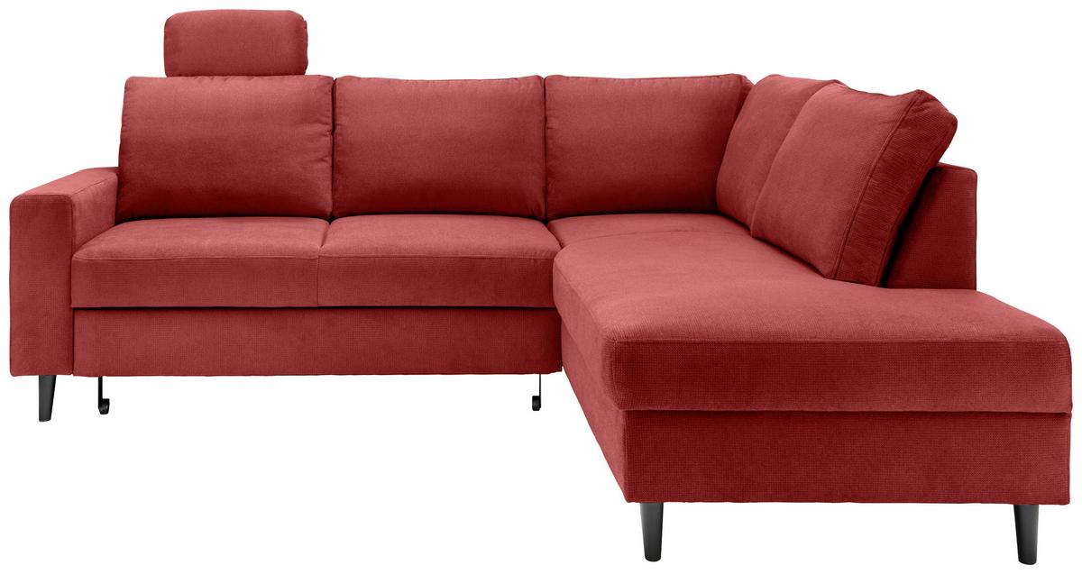 Eckschlafsofa Passione, Rot S: 242x200 Cm - Rot/Schwarz, MODERN, Textil (242/200cm) - Livetastic
