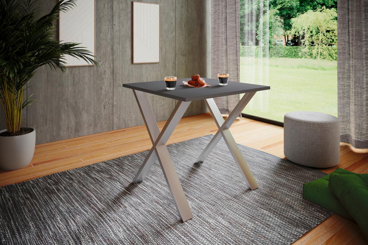 Esstisch Xona Anthrazit, Schwarz L: 80 Cm - Anthrazit/Schwarz, Basics, Holzwerkstoff/Metall (80/80/76cm) - MID.YOU