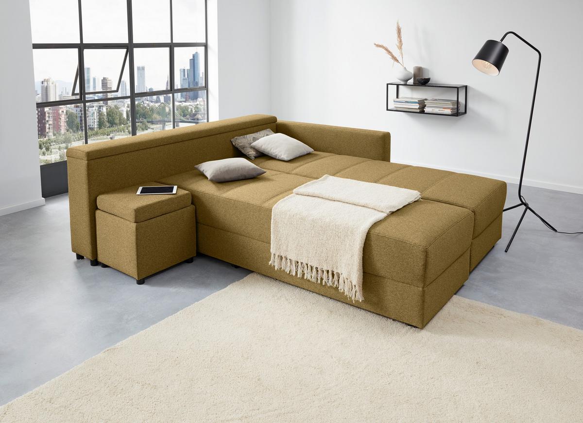Ecksofa Looks IIi - Messingfarben/Schwarz, Design, Textil (229/287cm) - LOOKS by W.Joop