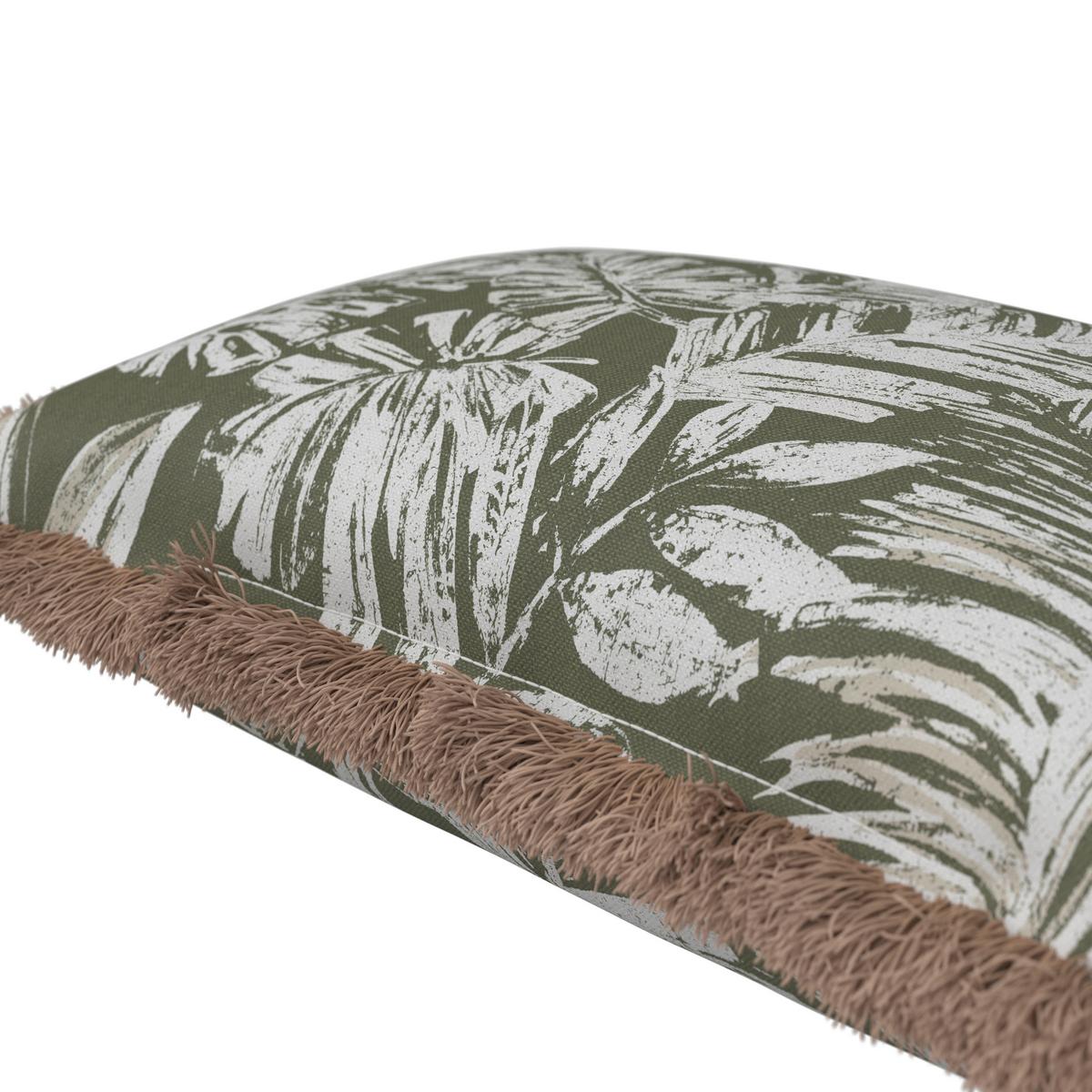 VENKOVNÍ POLŠTÁŘ NOEMI - bílá/olivově zelená, Moderní, textil (50/30/10cm) - Bessagi Garden