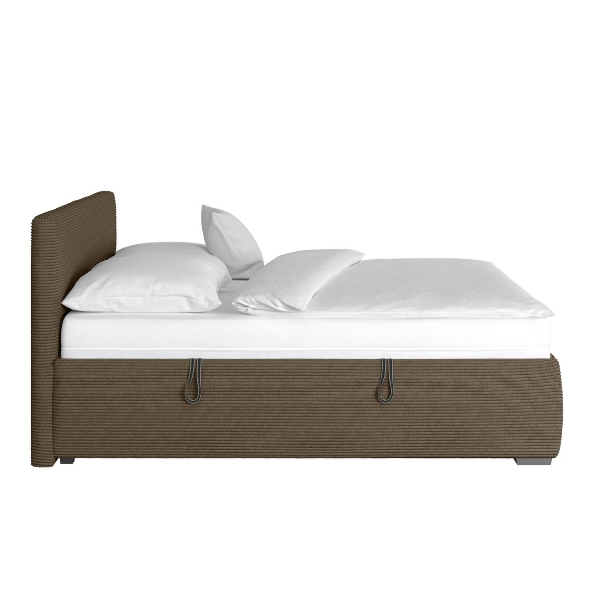 Polsterbett Lesia - Chromfarben/Braun, KONVENTIONELL, Holzwerkstoff/Textil (180/200cm)