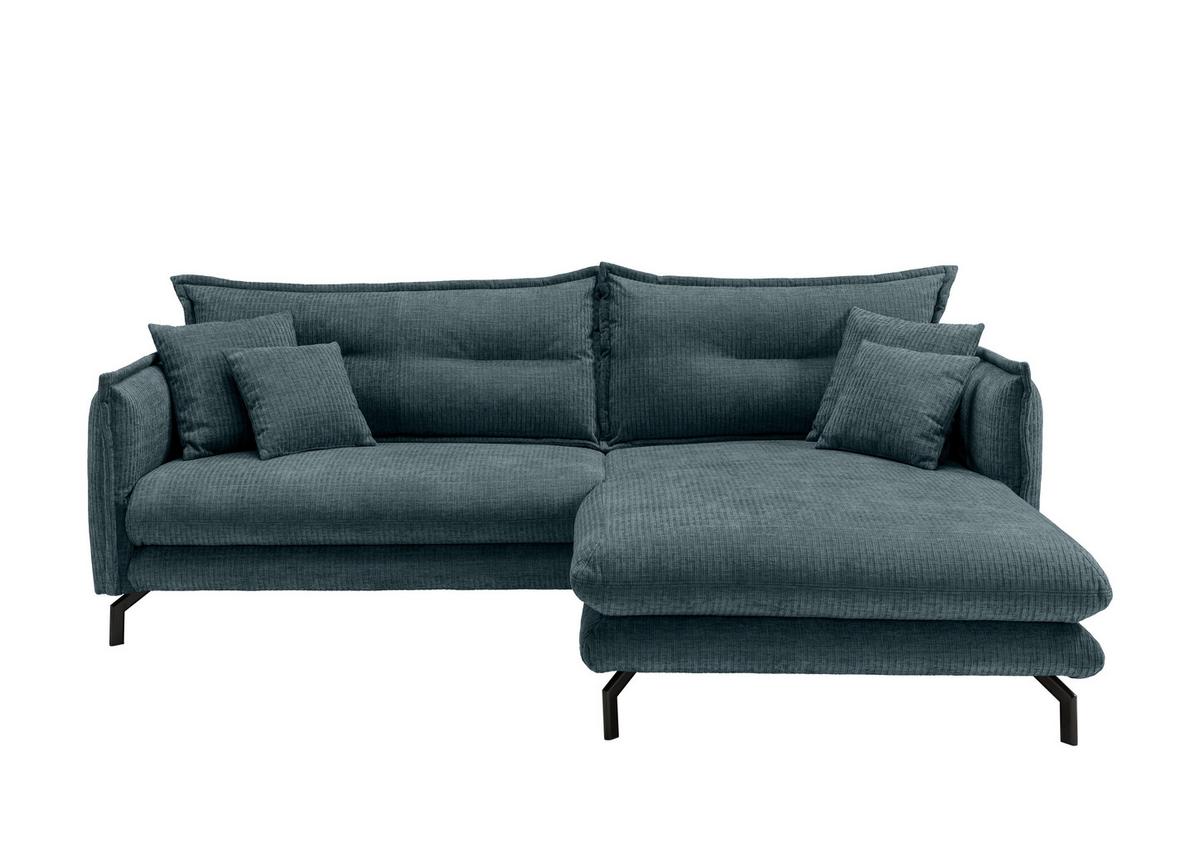 Ecksofa Lava Blau S: 255x180 Cm - Blau/Schwarz, Design, Textil (255/180cm) - Livetastic