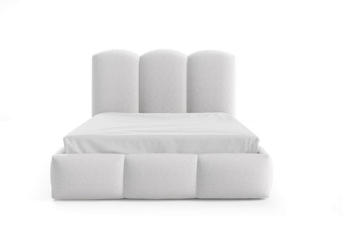 Polsterbett Bero Boucle Grau, Lf: 120x200 Cm - Ecru/Buchefarben, Trend, Holz/Textil (120/200cm)