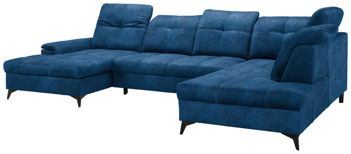Rohová sedačka U SIERRA, pravá, modrá CLOUD - modrá/černá, Moderní, kov/textil (181/364/230cm) - Mömax