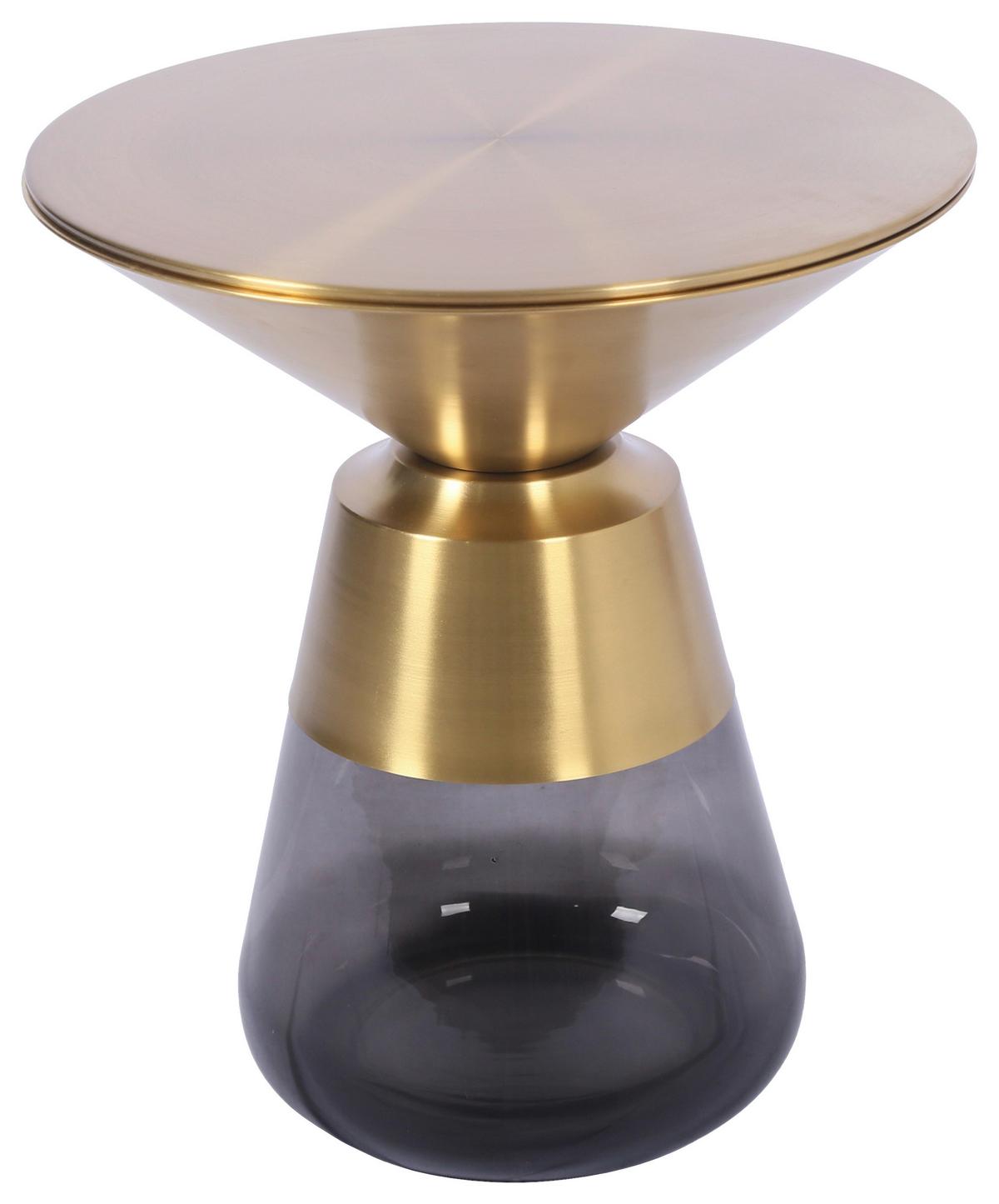 ODKLÁDACÍ STOLEK BAILY -TREND- - šedá/barvy zlata, Romantický / Rustikální, kov/sklo (48/54.5/48cm) - Premium Living