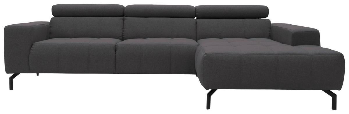 Ecksofa Kopfteil verstellbar Cunelli Schwarz/Braun Webstoff - Schwarz/Braun, Design, Textil (292/175cm) - MID.YOU