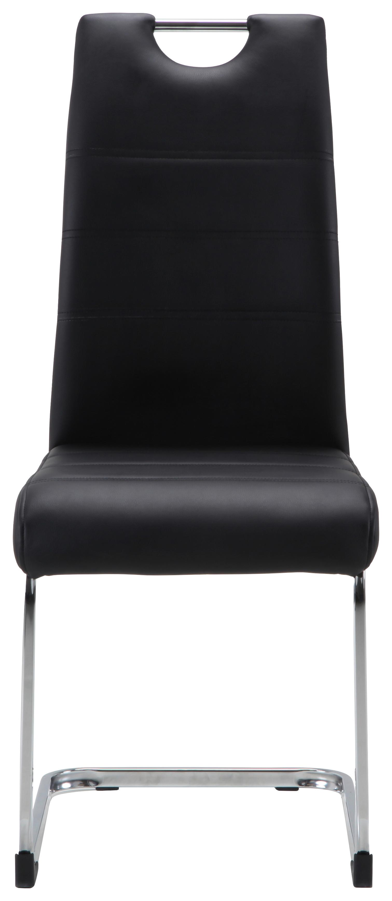 Schwingstuhl Leander Schwarz/Chromfarben Gepolstert - Chromfarben/Schwarz, Design, Textil/Metall (42/99/56cm) - P & B