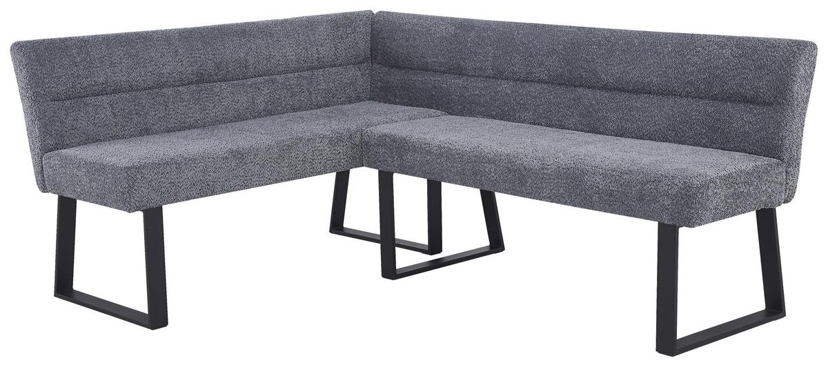 Eckbank Kea Leinenopt. Grau, S. 150x190cm - Schwarz/Grau, KONVENTIONELL, Textil/Metall (150/190cm) - MID.YOU