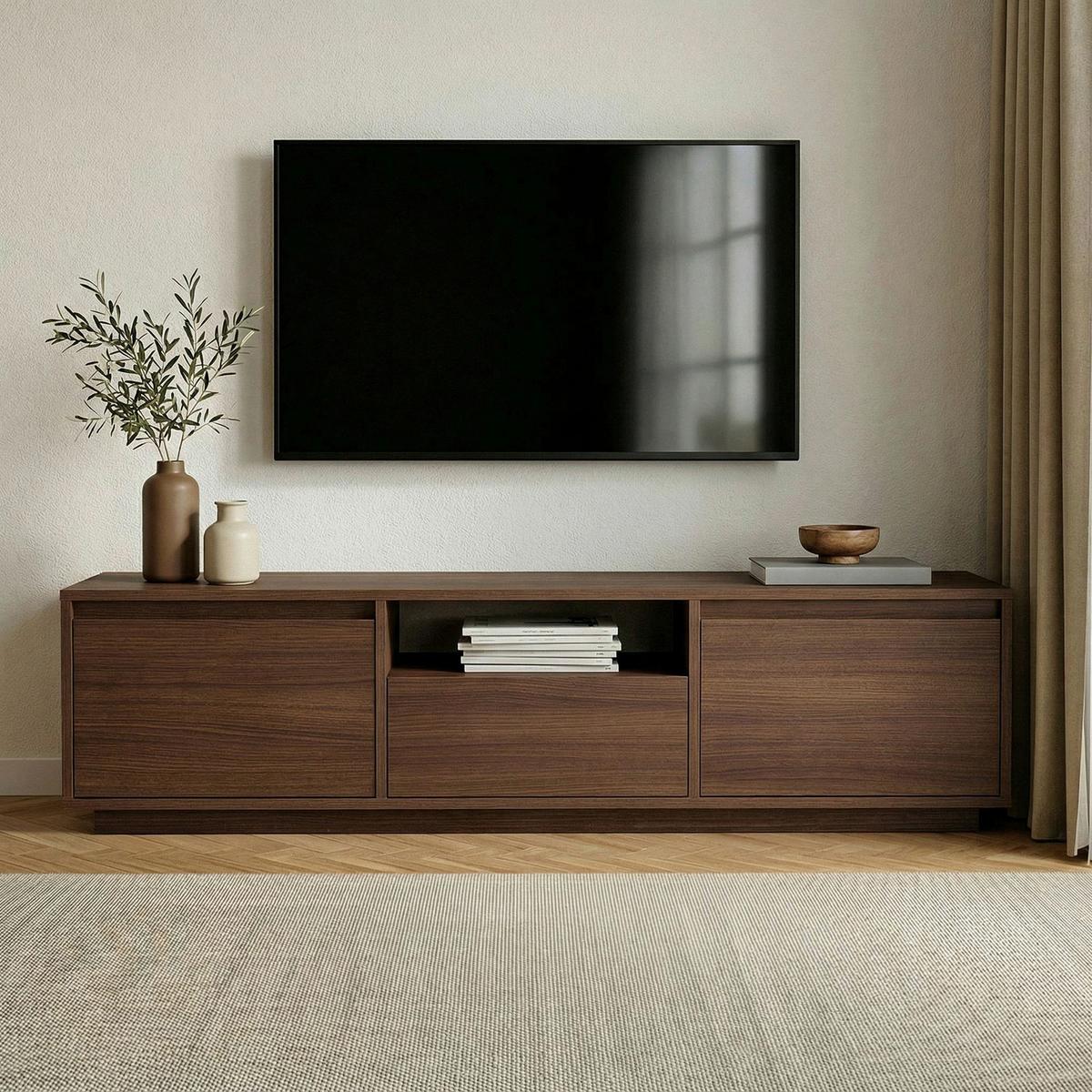 TV-ELEMENT Walnussfarben B:160cm - Walnussfarben, MODERN, Holzwerkstoff (160/42/30cm)