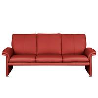 3-Sitzer-Sofa Comodo Echtleder Rot B: 214 cm - Silberfarben/Rot, Design, Leder (214/90/88cm) - Livetastic