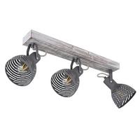 Strahler 3-flammig Verstellbar L: 54 Cm - Blau/Naturfarben, Basics, Holz/Metall (54/12,5/25cm) - Globo