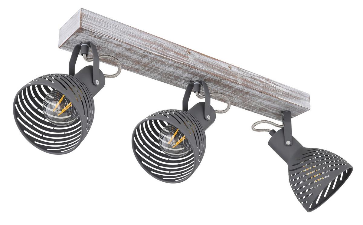 Strahler 3-flammig Verstellbar L: 54 Cm - Blau/Naturfarben, Basics, Holz/Metall (54/12,5/25cm) - Globo