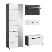 Garderobe Canu 3-Teilig Grau/Weiß B: 160 cm - Weiß/Grau, Design, Holzwerkstoff (160/190/37cm) - Livetastic