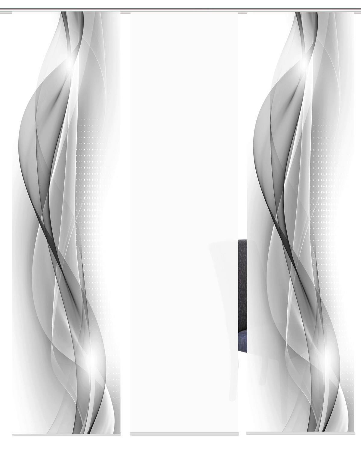 Flächenvorhang 3-tlg. Neblana B: 60 Cm, Grau/weiß - Grau, Basics, Textil (60/245cm)