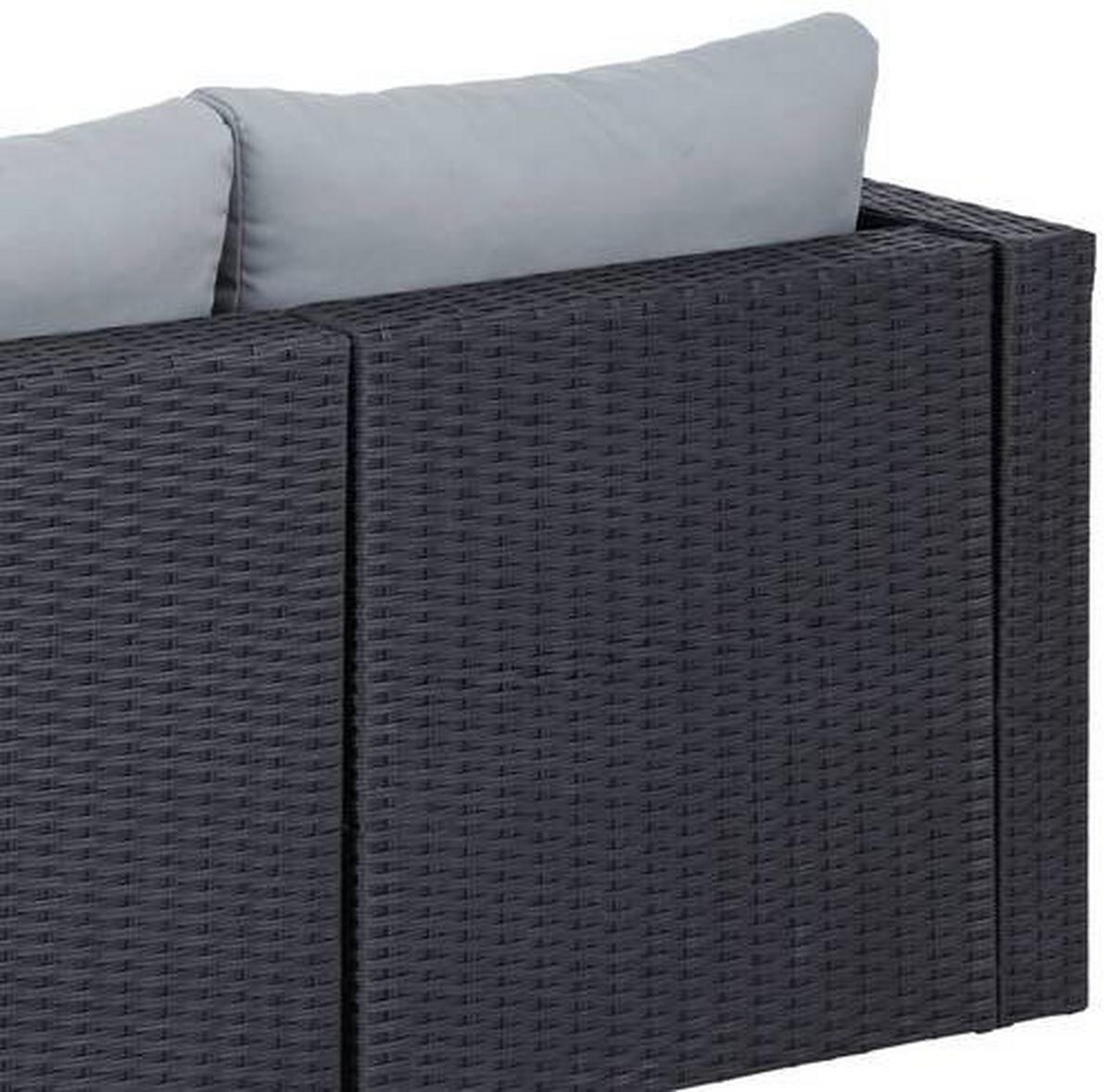 Lounge-garnitúra Sky - fekete/sötétszürke, Modern, műanyag/Üveg (137/198cm) - Ondega