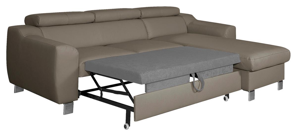 Ecksofa Aspen Taupe S: 242 Cm - Taupe/Chromfarben, Design, Leder/Textil (242/176cm) - Livetastic