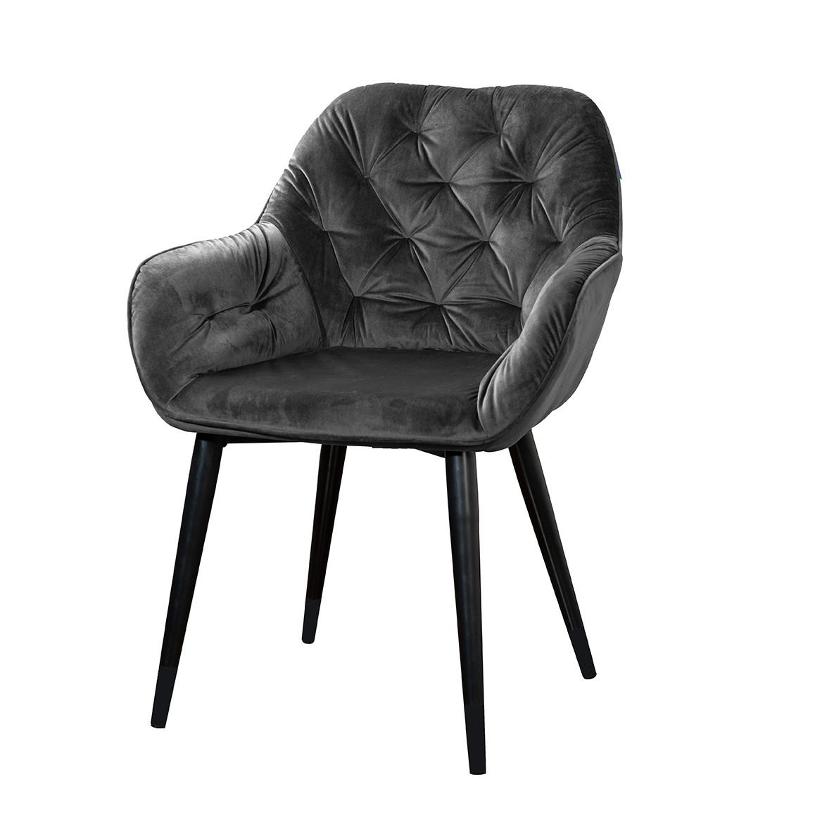 Stuhl Chessy - Dunkelgrau/Anthrazit, LIFESTYLE, Textil/Metall (62/82/60cm) - MID.YOU