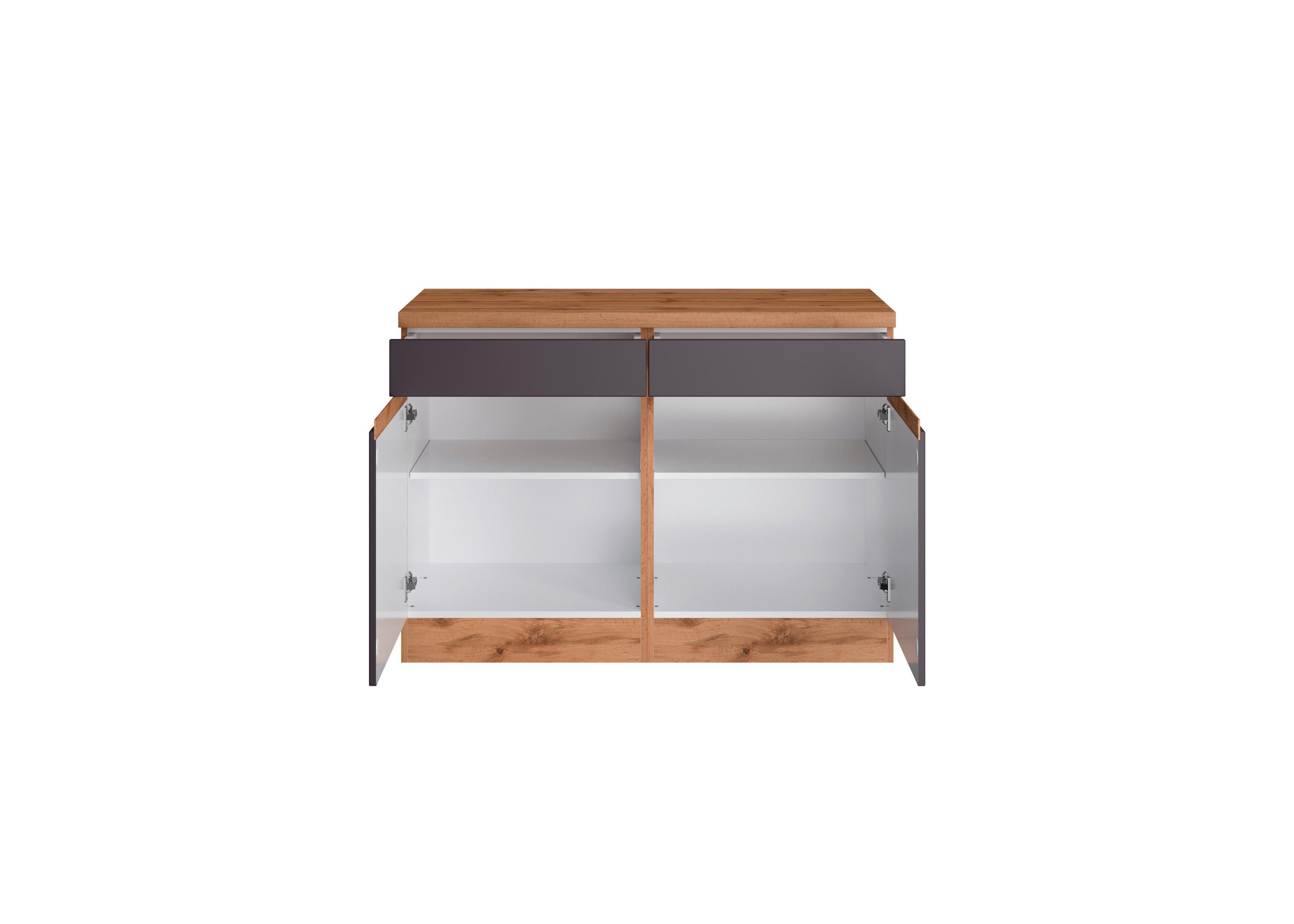 Küchenunterschrank Turin 120 cm Grau/Wotaneiche - Eiche Wotan/Grau, Design, Holzwerkstoff (120/86/60cm) - Held