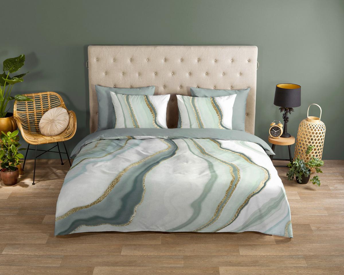 WENDEBETTWÄSCHE QUINCY - Salbeigrün/Grün, Basics, Textil (140/200cm)