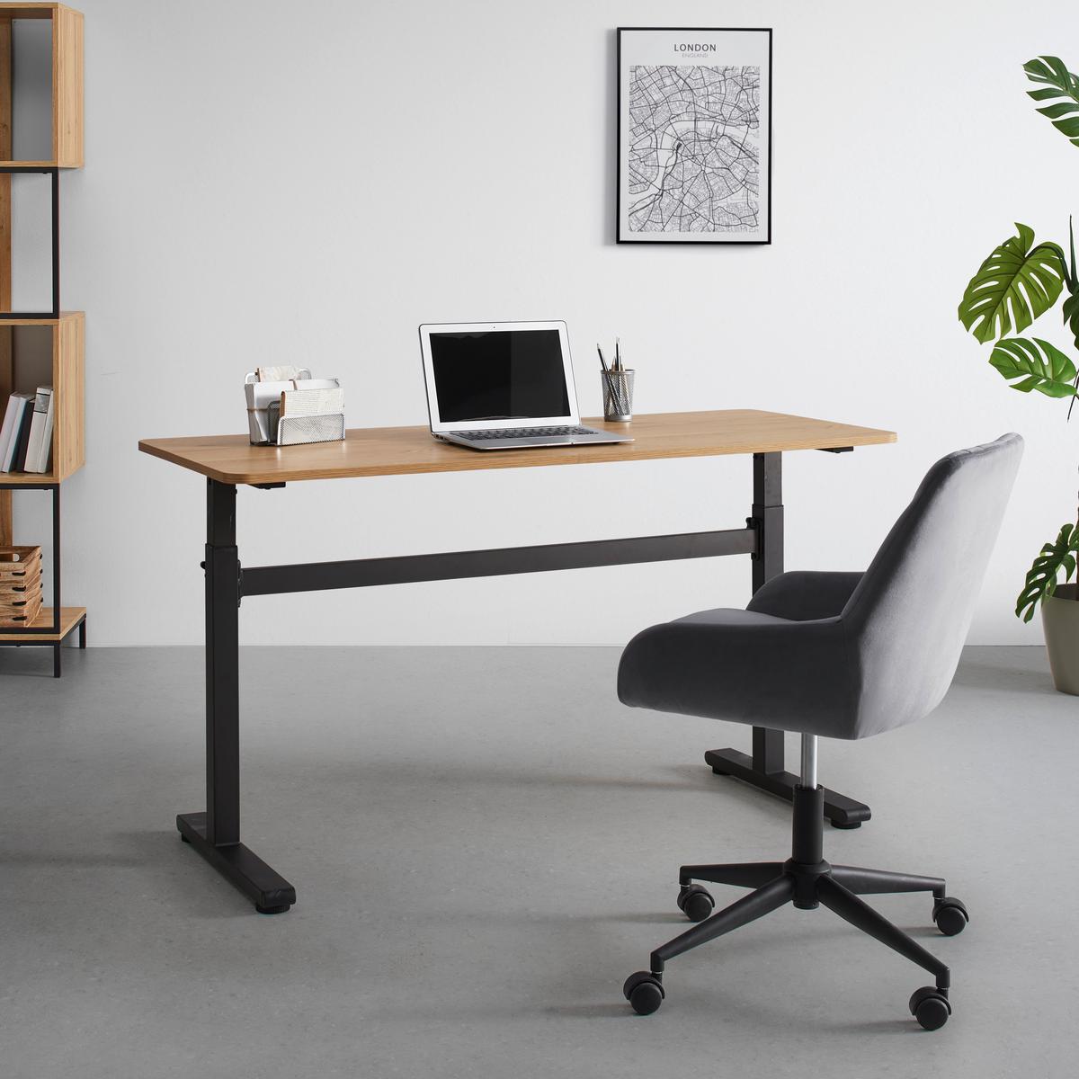 Písaci stôl CARMELO I - čierna/farba duba, Modern, kov/kompozitné drevo (140/70-117/60cm) - Mömax